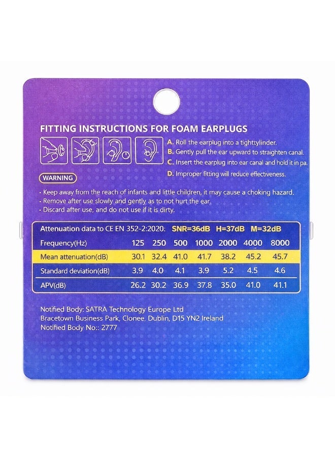 ريلاكس سدادات أذن فوم ناعمة من ريلاكس (أصفر) مع علبة حمل – عزل ضوضاء SNR 38 (10 أزواج) - Image 2